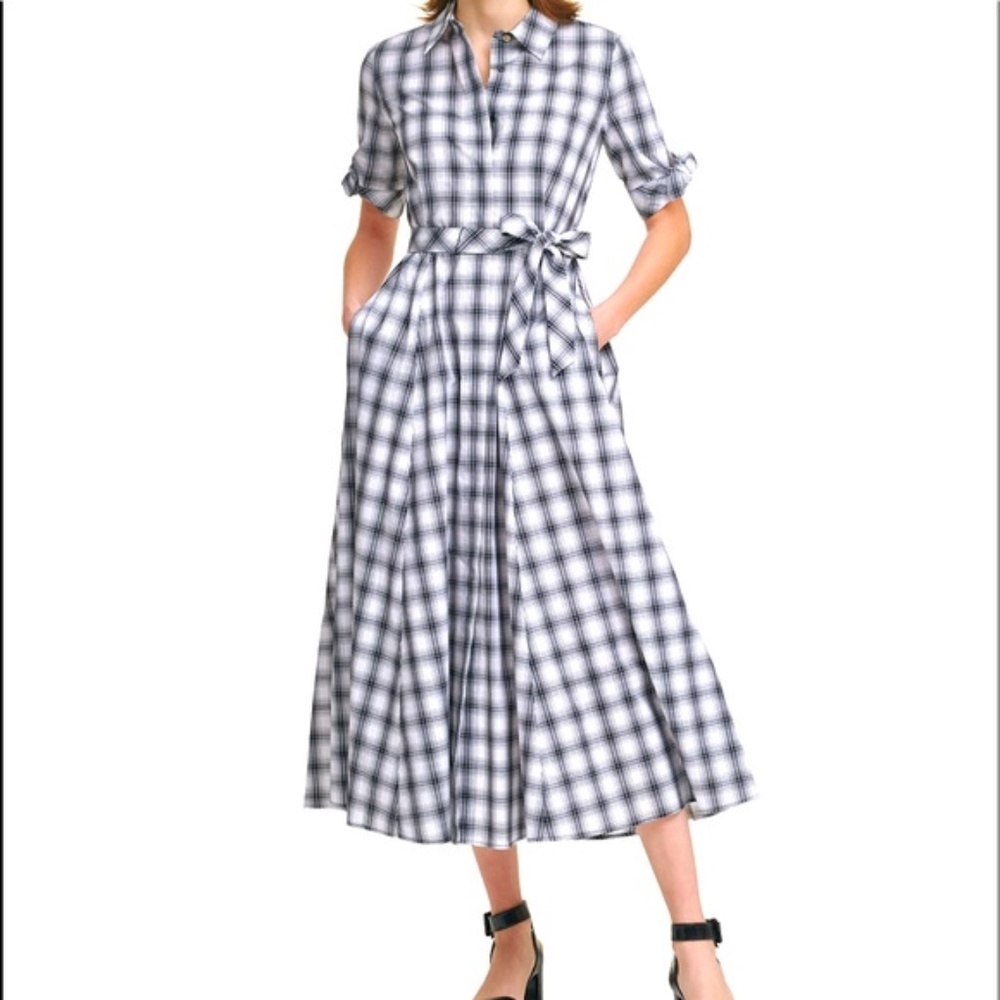 Calvin Klein Shirt Dress - Ankle Length - Black & White - Size 10